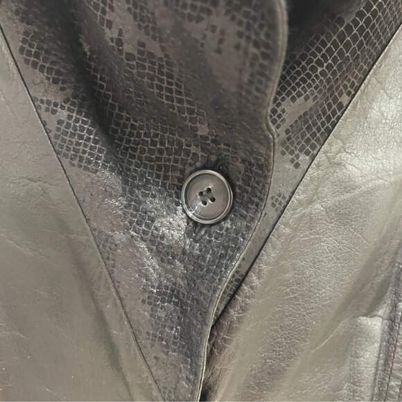 Vintage Black Leather Oversized Jacket Exotic Korea Moto Streetwear Baddie XL - Picture 6 of 16